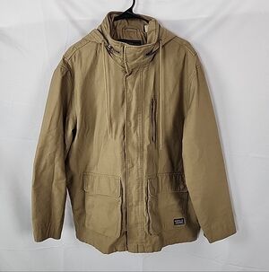 Levi’s Utility Field Jacket Men’s Large Khaki Canvas Hood Pockets Workwear